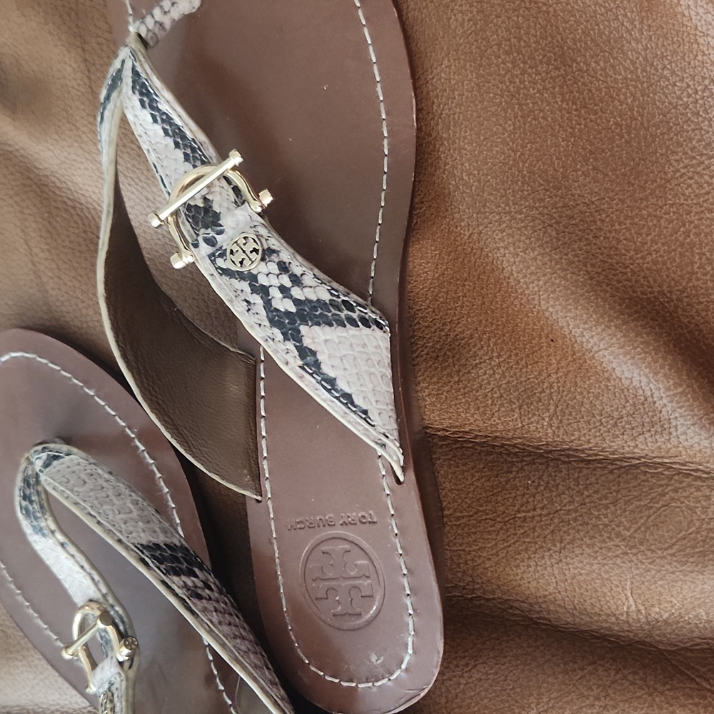 Tory birch heeled sandals snake print...like brand new